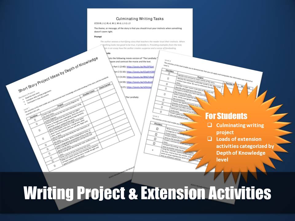 The Landlady Writing Project and Extension Activities The Landlady Writing Project and Extension Activities