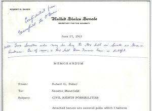 Senators Mike Mansfield and Everett Dirksen - Democrat of Montana and Republican of Illinois - have taken President Kennedy's bill, and revised it. Now there are multiple versions. 