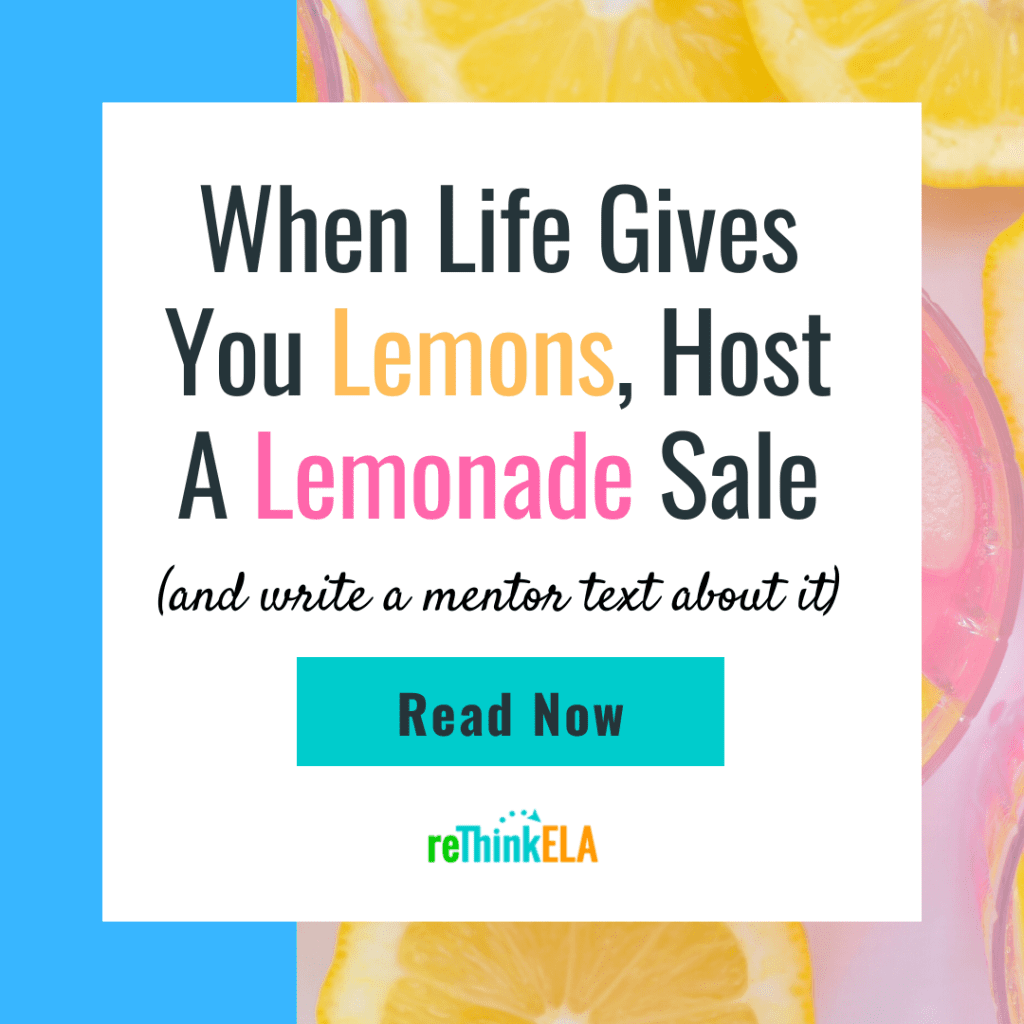 Mentor Text Lemonade Sale