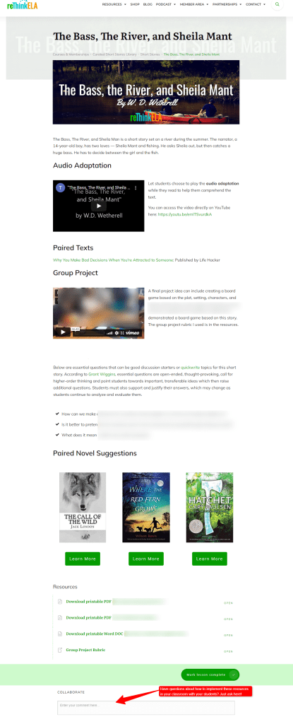 New Curated Short Stories Library Resource Page