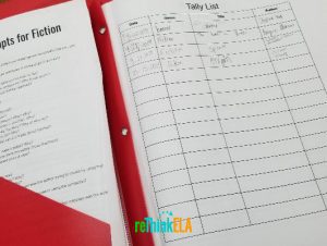 Independent Reading Activities Notebook Tally List
