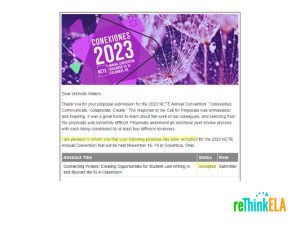 2023 NCTE Proposal Decision Connecting Writers