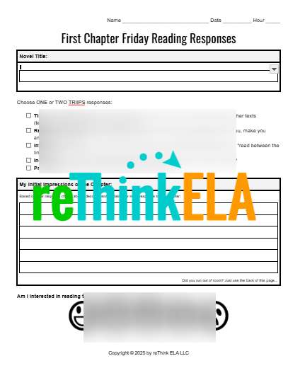 First Chapter Friday Graphic Organizer First Chapter Friday Graphic Organizer