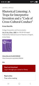 Rhetorical listening